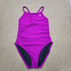 TYR Diamondfit Reversible Solid Purple & Gray One Piece Swimsuit Sz S